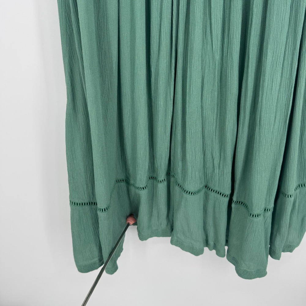 Free People Beach Comber Dress Medium Green Embroidered Boho Peasant Cottage - Picture 9 of 12